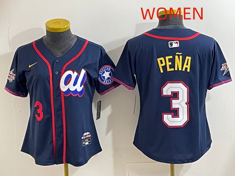 Women 2025 Houston Astros #3 Pena dark Blue All star Nike MLB Jersey style 015